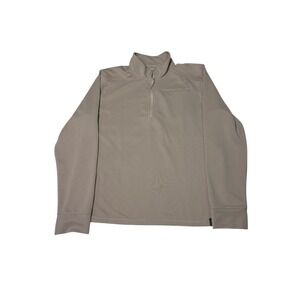 LLBean Mens Pullover 1/4 Zip Long Sleeve Shirt Beige M REG Recycled Polyester
